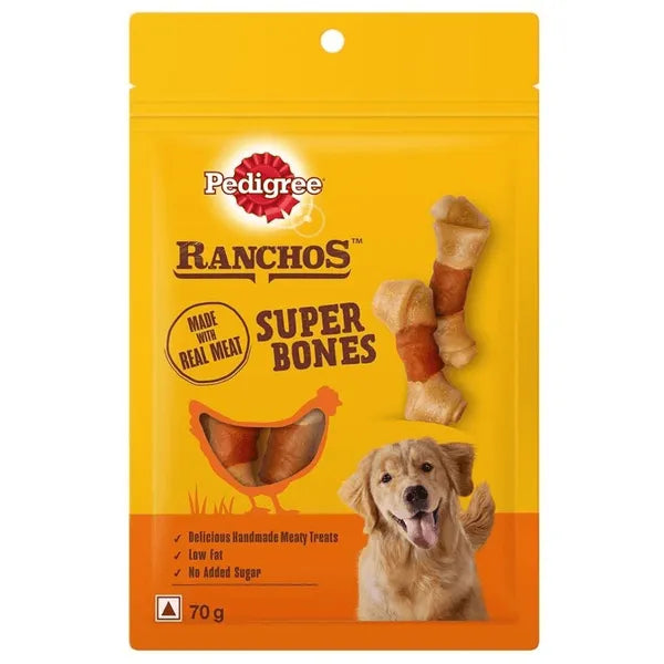 Pedigree Ranchos Super Bones Chicken & Milk, Spiral Wrap Chicken & Smokey Lamb and Roasted Lamb Tasty Jerky Dog Treats Combo