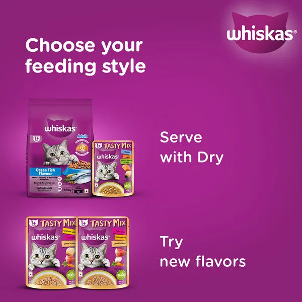 Whiskas Chicken With Salmon Wakame Seaweed in Gravy Tasty Mix Adult Cat Wet Food