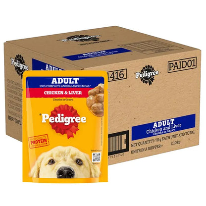 Pedigree Chicken and Liver Chunks in Gravy Adult Dog Wet Food (70g)