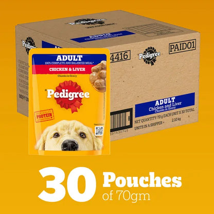 Pedigree Chicken and Liver Chunks in Gravy Adult Dog Wet Food (70g)