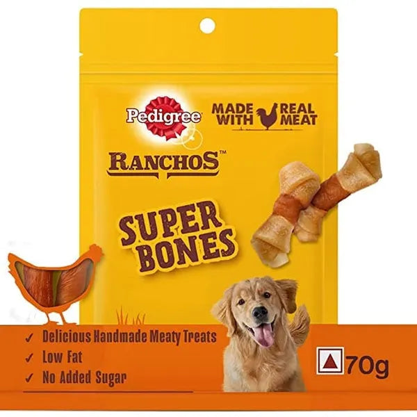 Pedigree Ranchos Super Bones Chicken & Milk, Spiral Wrap Chicken & Smokey Lamb and Roasted Lamb Tasty Jerky Dog Treats Combo
