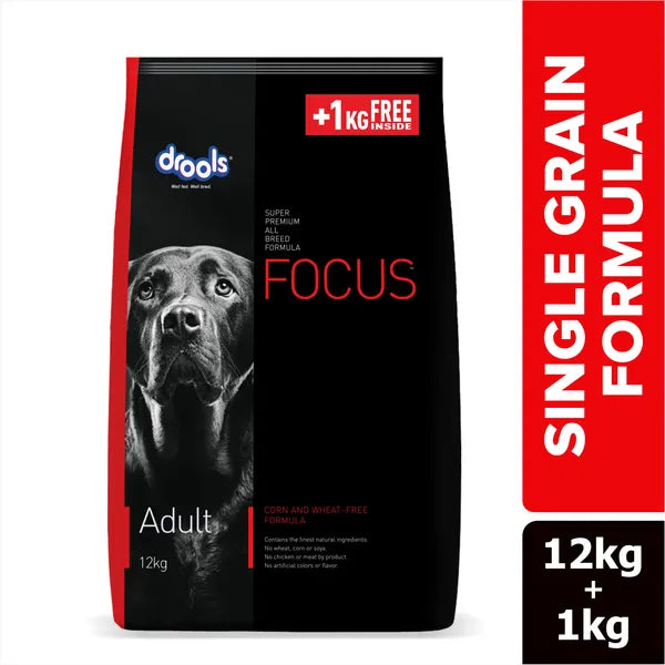 Drools Focus Super Premium Dry Food and Chicken & Liver Chunks in Gravy Adult Dog Wet Food Combo