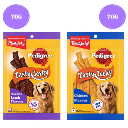 Pedigree Chicken & Liver and Roasted Lamb Flavor Tasty Jerky Dog Treat Combo