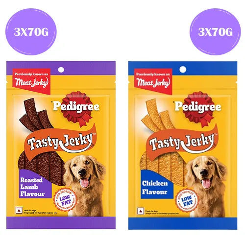 Pedigree Chicken & Liver and Roasted Lamb Flavor Tasty Jerky Dog Treat Combo