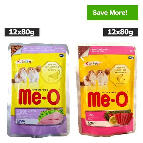 Me O Chicken Chunks in Gravy and Tuna Kitten Cat Wet Food Combo