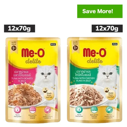 Me O Delite Tuna with Bonito and Tuna with Chicken Flake in Jelly Cat Wet Food Combo