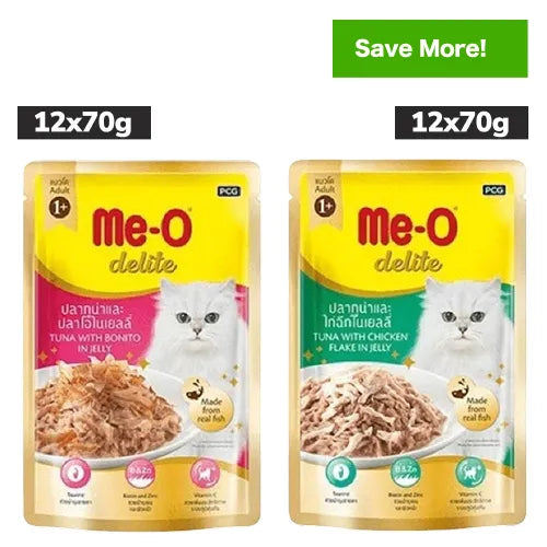 Me O Delite Tuna with Bonito and Tuna with Chicken Flake in Jelly Cat Wet Food Combo