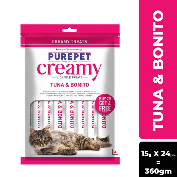 Purepet Tuna and Bonito Lickable Creamy Treats for Cats