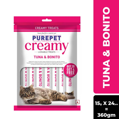 Purepet Tuna and Bonito Lickable Creamy Treats for Cats