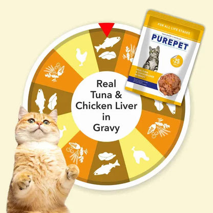 Purepet Real Tuna & Chicken Liver in Gravy Cat Wet Food
