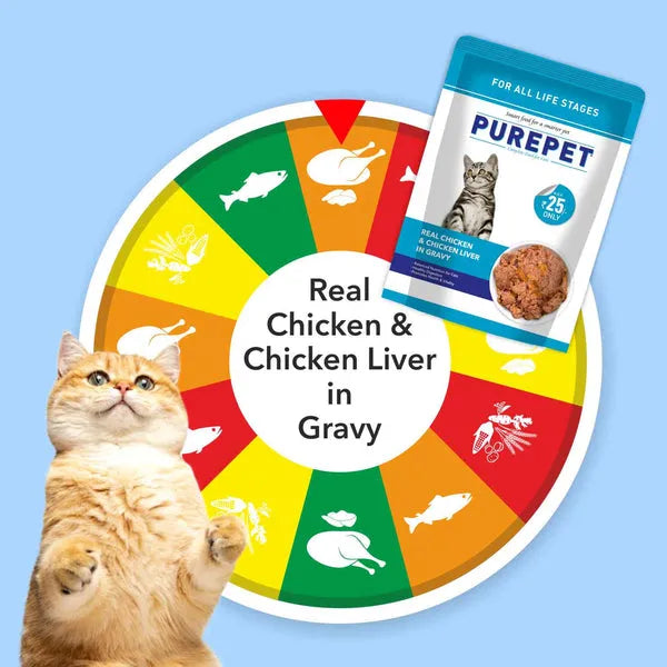 Purepet Real Chicken & Chicken Liver in Gravy Cat Wet Food
