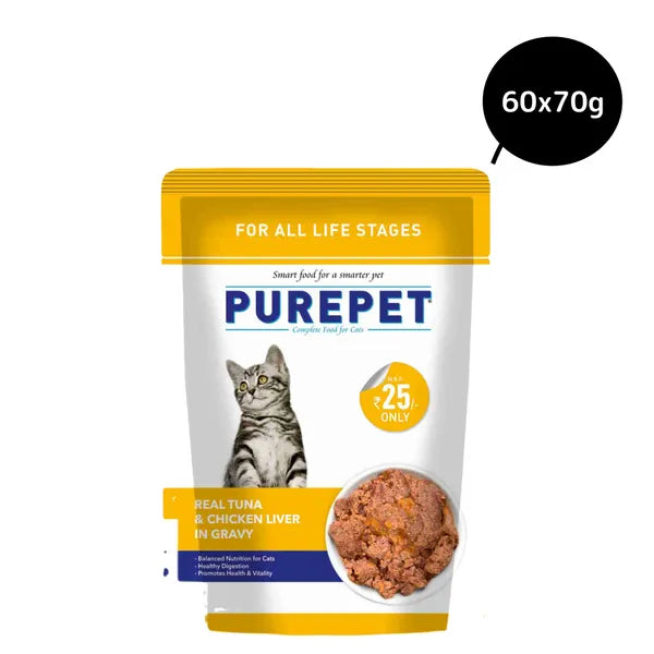 Purepet Real Tuna & Chicken Liver in Gravy Cat Wet Food
