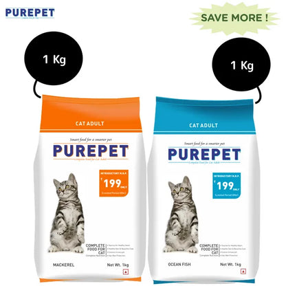Purepet Mackerel and Ocean Fish Adult Cat Dry Food Combo