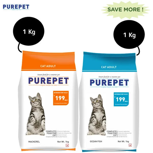 Purepet Mackerel and Ocean Fish Adult Cat Dry Food Combo