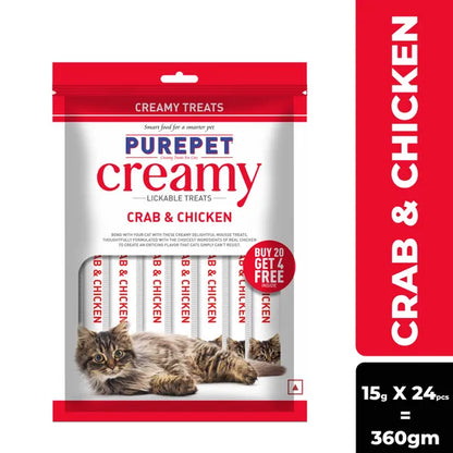 Purepet Crab and Chicken Lickable Creamy Treats for Cats