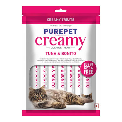 Purepet Tuna and Bonito Lickable Creamy Treats for Cats