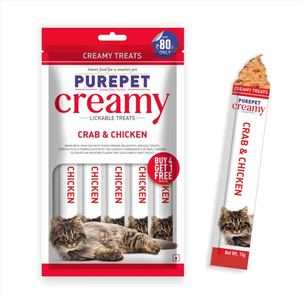 Purepet Crab and Chicken Lickable Creamy Treats for Cats
