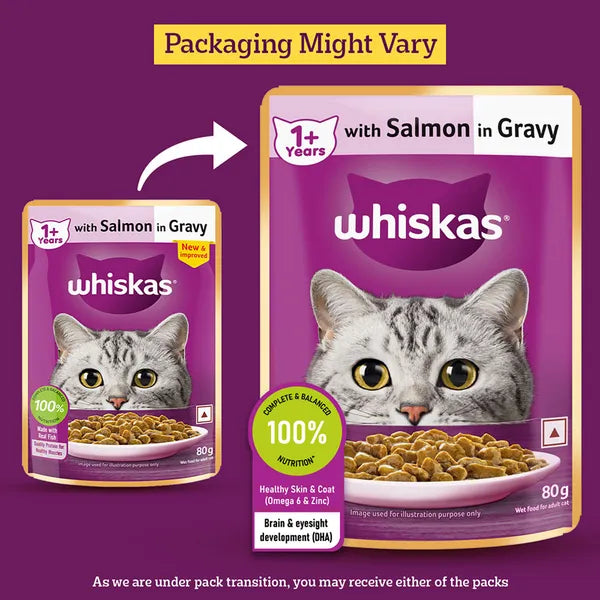 Whiskas Salmon in Gravy Meal Adult Cat Wet Food