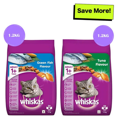 Whiskas Ocean Fish and Tuna Flavour Adult Cat Dry Food Combo