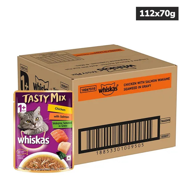 Whiskas Chicken With Salmon Wakame Seaweed in Gravy Tasty Mix Adult Cat Wet Food