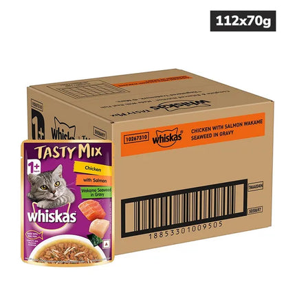 Whiskas Chicken With Salmon Wakame Seaweed in Gravy Tasty Mix Adult Cat Wet Food
