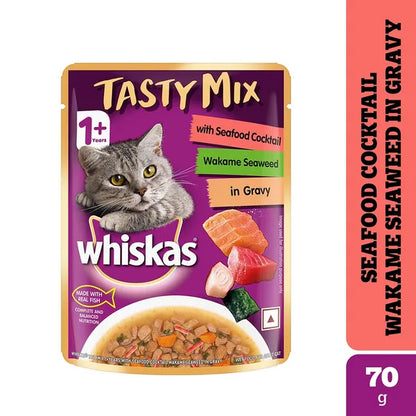 Whiskas Seafood Cocktail With Wakame Seaweed in Gravy Tasty Mix Adult Cat Wet Food