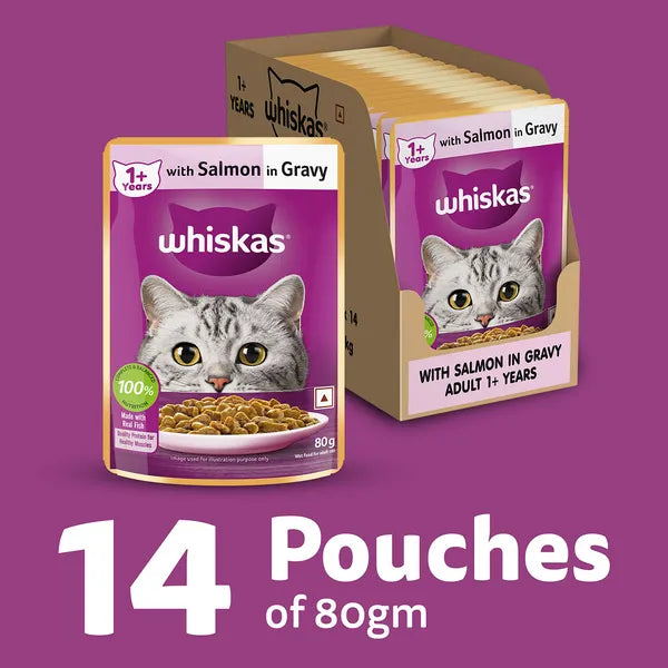 Whiskas Salmon in Gravy Meal Adult Cat Wet Food