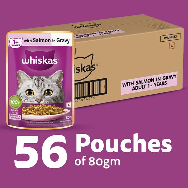 Whiskas Salmon in Gravy Meal Adult Cat Wet Food