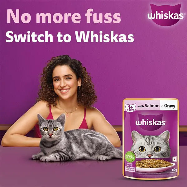 Whiskas Salmon in Gravy Meal Adult Cat Wet Food