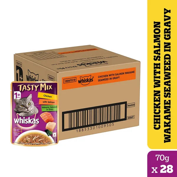 Whiskas Chicken With Salmon Wakame Seaweed in Gravy Tasty Mix Adult Cat Wet Food