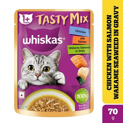 Whiskas Chicken With Salmon Wakame Seaweed in Gravy Tasty Mix Adult Cat Wet Food