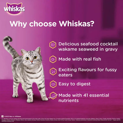 Whiskas Seafood Cocktail With Wakame Seaweed in Gravy Tasty Mix Adult Cat Wet Food