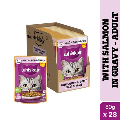 Whiskas Salmon in Gravy Meal Adult Cat Wet Food