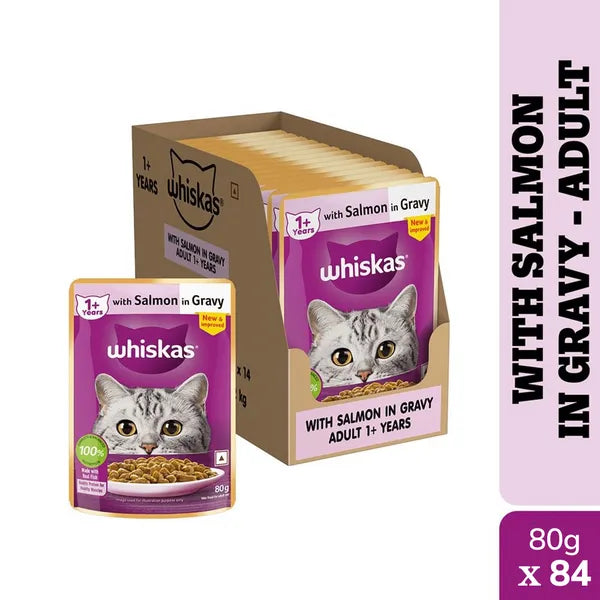 Whiskas Salmon in Gravy Meal Adult Cat Wet Food